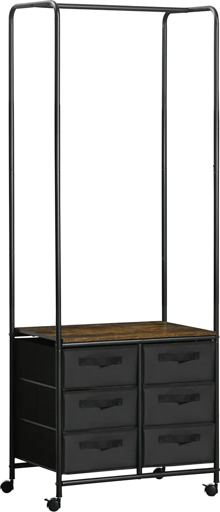 Penderie Mobile Style Industriel avec 6 Tiroirs pour Chambre et Entrée
