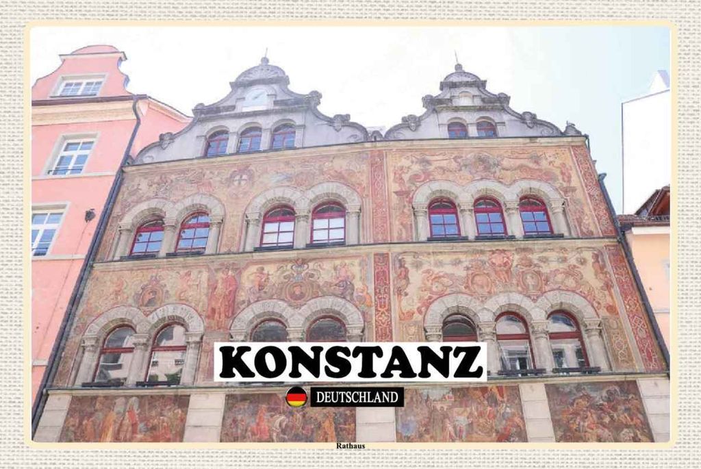 vianmo Holzschild 20x30 cm Konstanz Rathaus Architektur Bildmotiv Reisemotiv Abenteuer Reisen