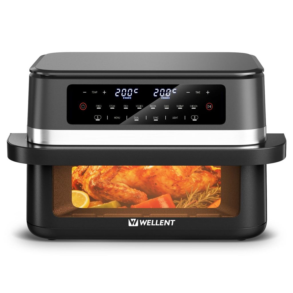 XXL Heißluftfritteuse 12L Airfryer mit flexibler Kammer,Sync‐Finish&8 Programmen,perfekt für Familien, WG‐Bewohner, Feiern & Meal‐Prep