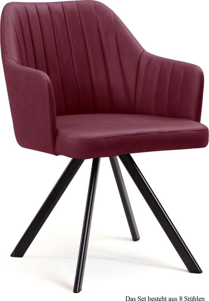 Armlehnstuhl (8er-Set) Delia 58x81x60 Schwarz/Marsala