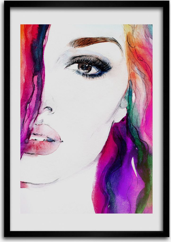 Bild - Bilderrahmen - 50 cm x 70 cm - MDF - Rahmen - Wandkunst Abstraktion einer Frau
