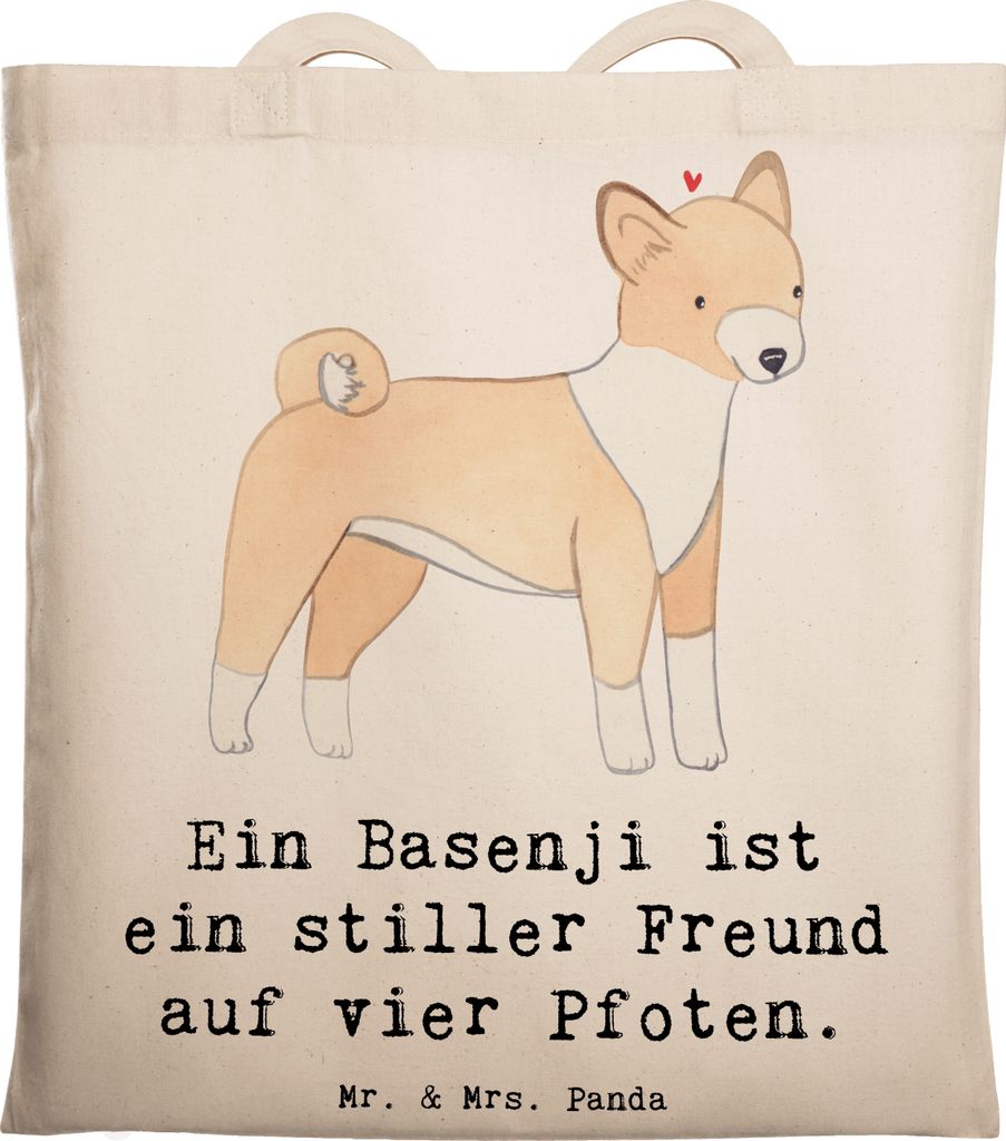 Mr. & Mrs. Panda Tote Bag Basenji Freund - Transparent - Geschenk, ruhiger Hund, Hunderassen, stiller, Schultasche, vier Pfoten, Büchertasche, ein...