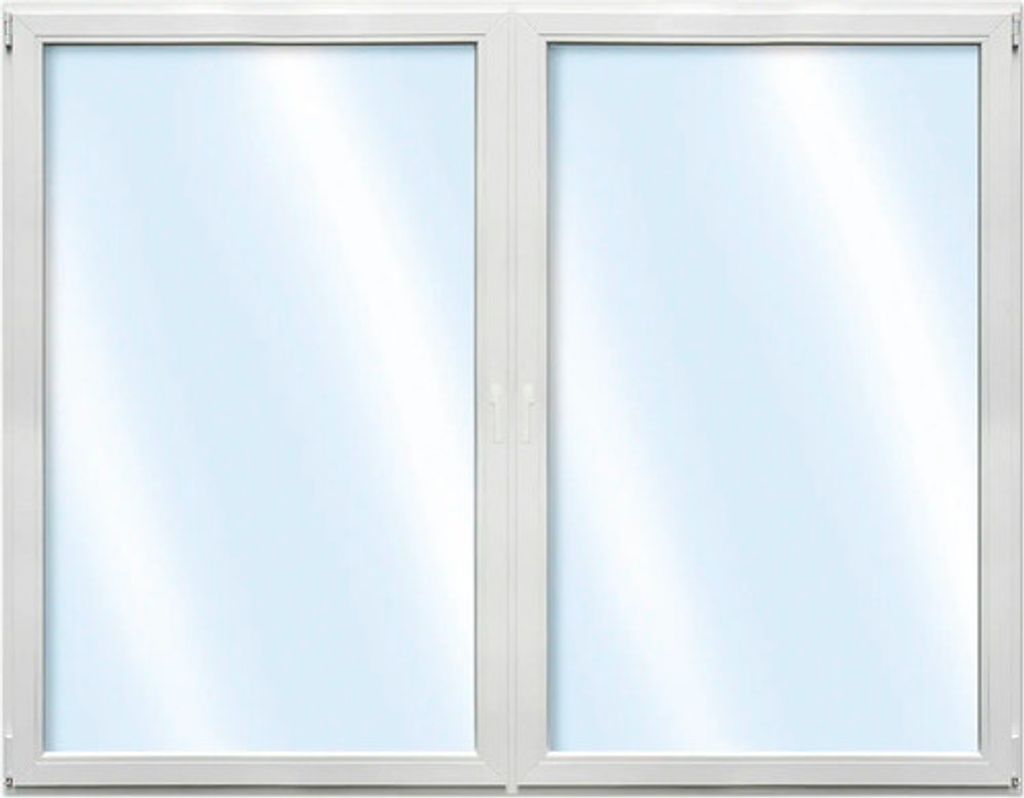 ARON Basic+ Kunststofffenster 2 Flügelig (Dreh-Kipp/Dreh-Kipp) mit festem Pfosten 130x50 cm RAL 9016 verkehrsweiß (Förderfähig)