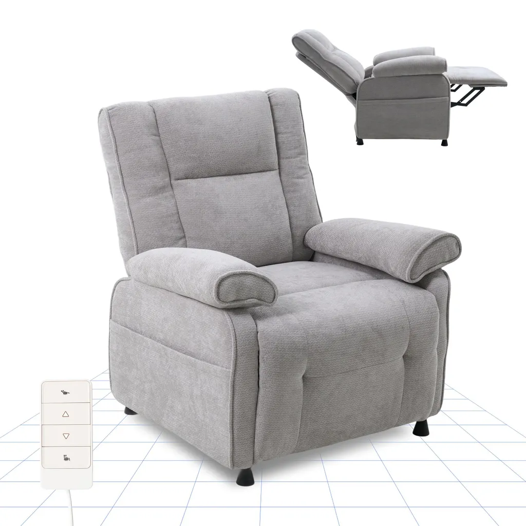Fauteuil de relaxation électrique inclinaison 155° et charge 150 kg gris