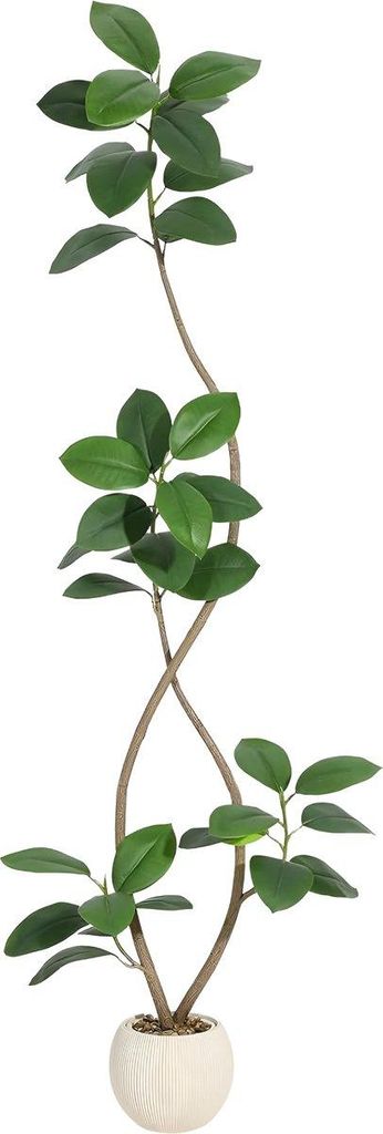 Künstlicher Rubberbaum - 210 cm - Real Touch Ficus Lyrata Kunstpflanze - Große Indoor Bodenpflanze für Wohnzimmer & Büro - Grün