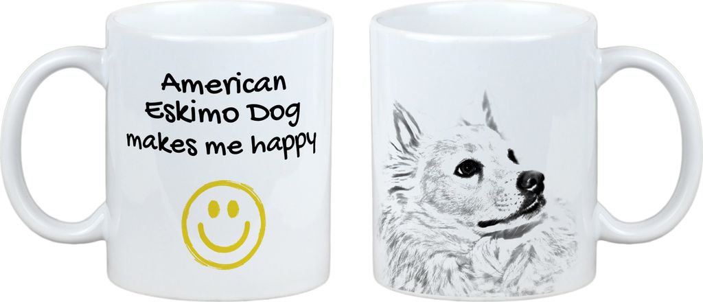 American Eskimo Dog, American Spitz, Eskie - Tasse mit Hund, fröhliche Tasse für Hundeliebhaber, personalisiertes Geschenk der Marke Art-Dog