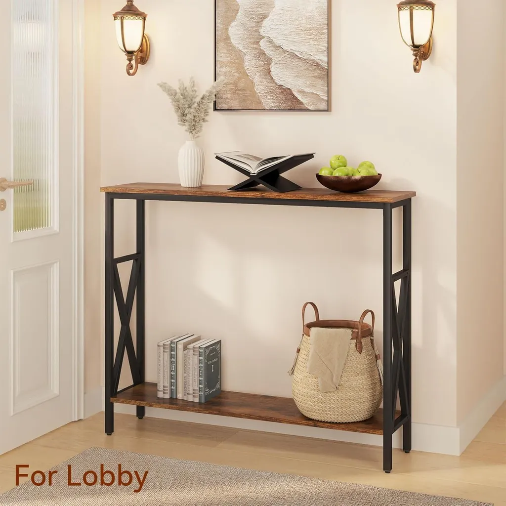 Console stable pour sol irrégulier réglable marron rustique 101 cm - 5
