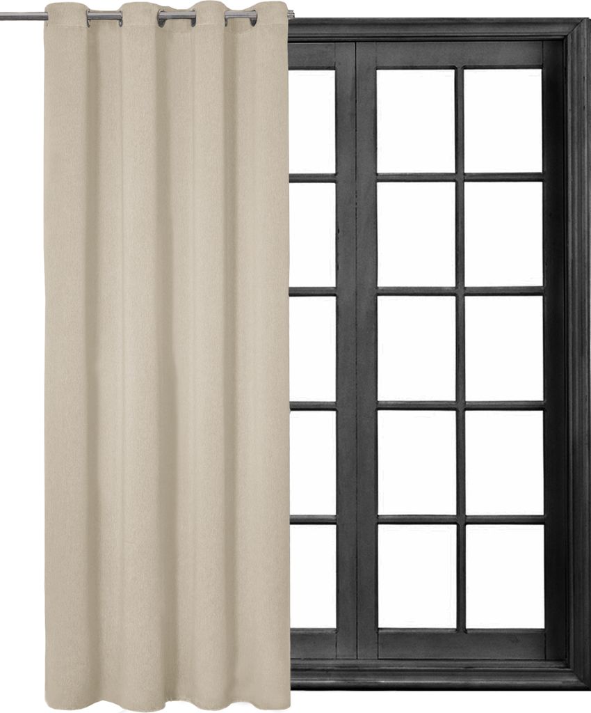 1 Stück Ösenschal Leinen Look Blickdicht 140 (B) x 245 (L) Ösenvorhang Ösengardine Gardine Gardinen Ösen Vorhang Vorhänge Champagner