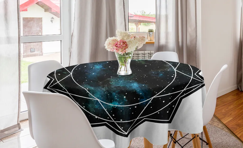 ABAKUHAUS Galaxy Mandala Tovaglia Rotonda 150cm Grigio Antracite Blu