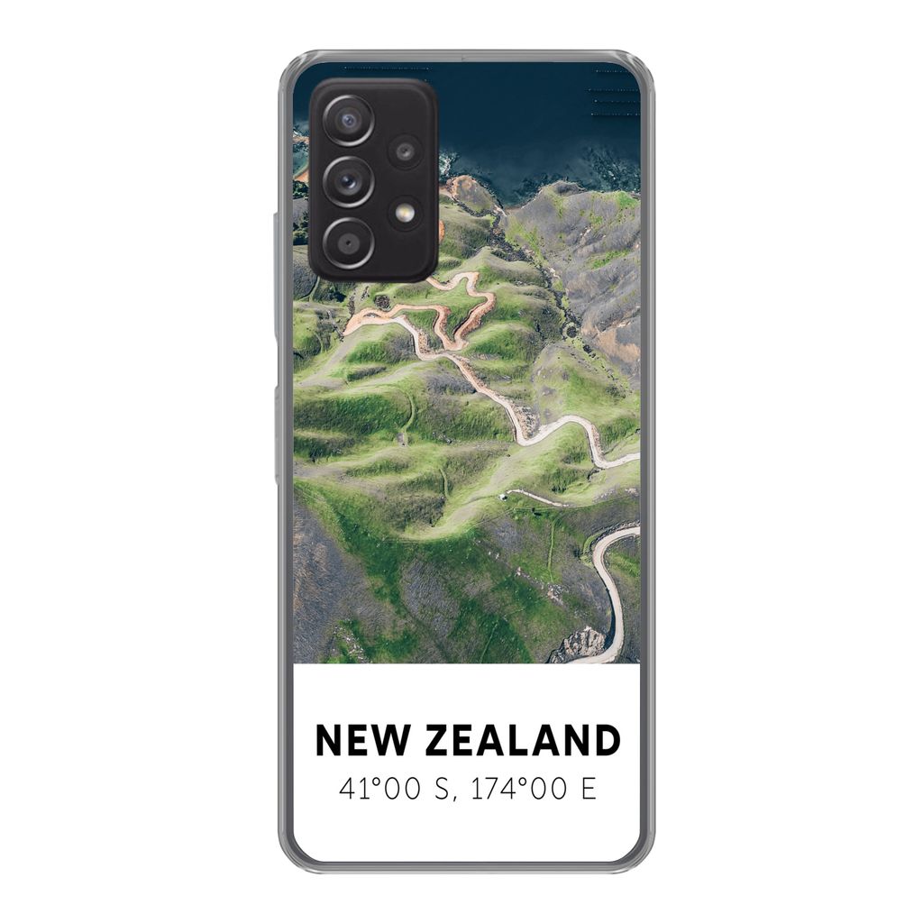 MuchoWow Handyhülle Schutzhülle Hülle für Samsung Galaxy A53 5G Neuseeland - Wasser - Grün - Strand Silikon Softcase Handy Hülle - Schutzab...