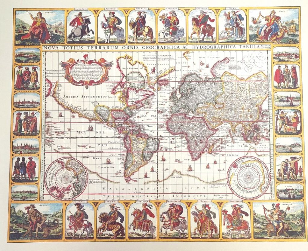 Historische Weltkarte - 56 x 45 cm - Piscator 1652 - M1652