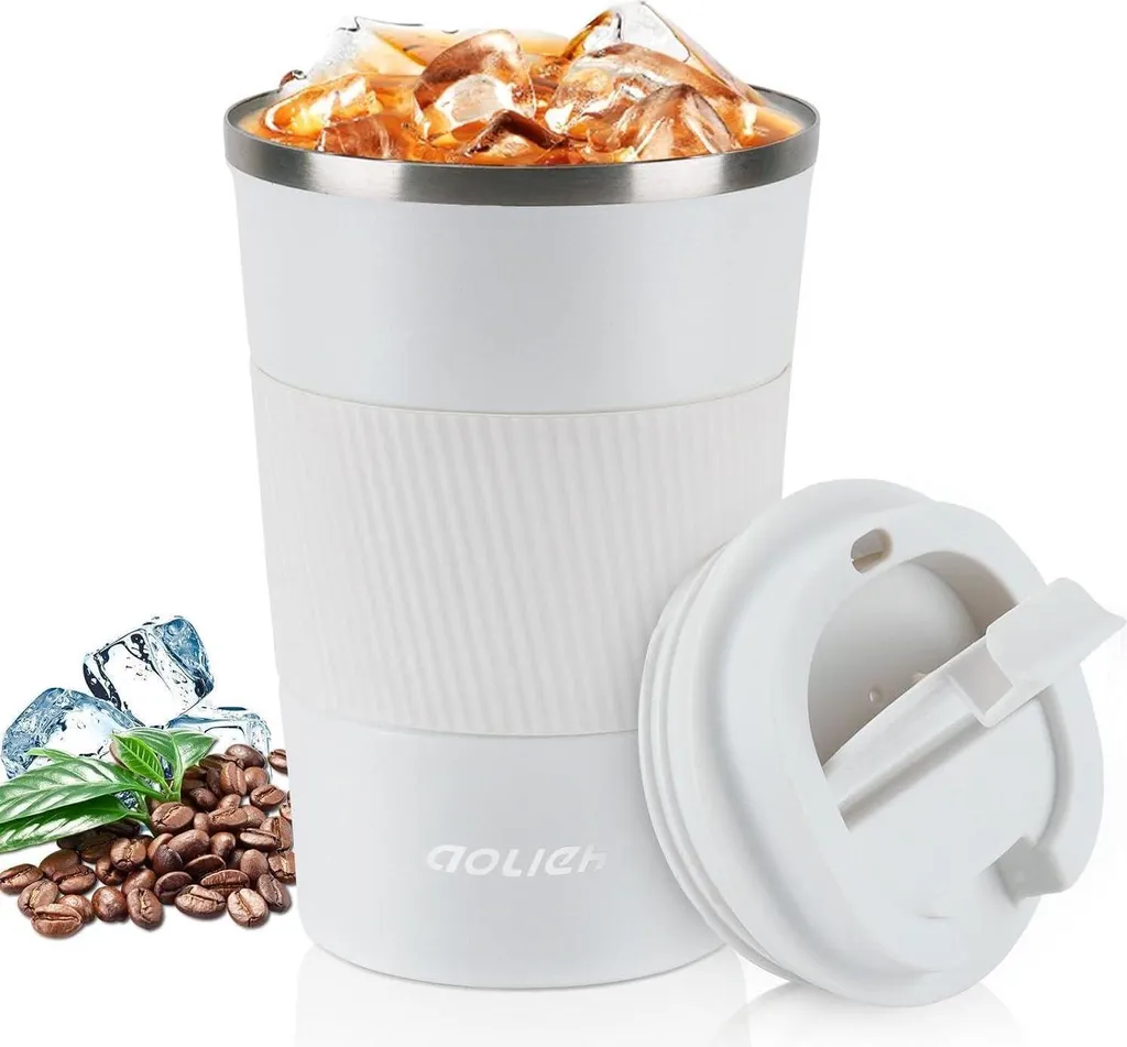 Aolieh Tazza Termica Caffè 380ml - Acciaio Inox Isolato per Auto e Ufficio