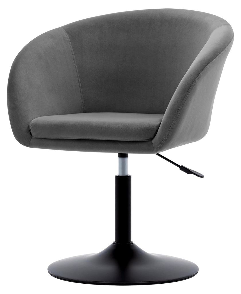 Höhenverstellbarer Schminkstuhl, Lounge Sessel aus Samt, Drehbarer Cocktailsessel mit Armlehne für Wohnzimmer, Esszimmer und Schlafzimmer, Grau