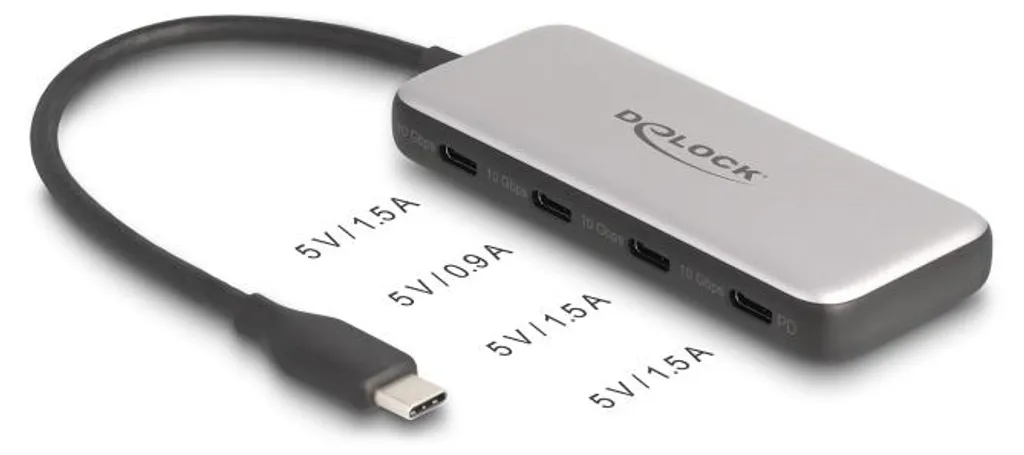 Hub USB-C Delock pour Connecter 4 Périphériques Type-C Simultanés