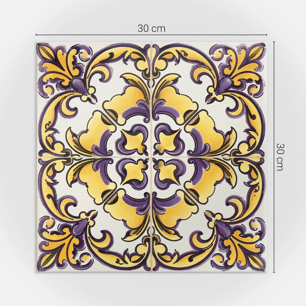 Decorazione Murale Adesiva Floreale | 9 Pezzi Piastrelle PVC 30x30 - 4
