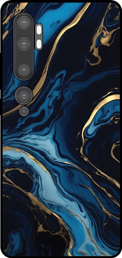 Smartphonica Handytasche passend für Xiaomi Mi Note 10 / 10 Pro mit Marmordruck - TPU zurück Abdeckung Fall Gold blau Marmor Design - Gold Blau