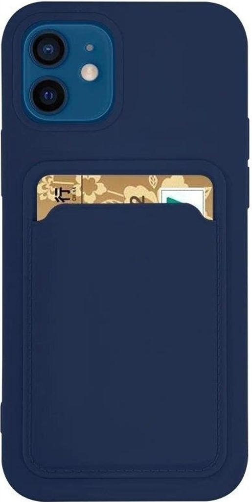 Card Case Silikon-Wallet-Case mit Kartenfach und Dokumenten für Samsung Galaxy A42 5G Marineblau
