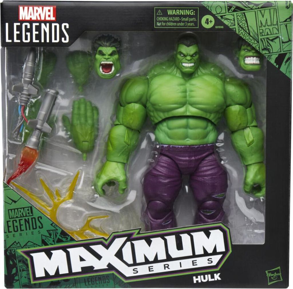 A Marvel Legends Hulk action figure in its packaging.