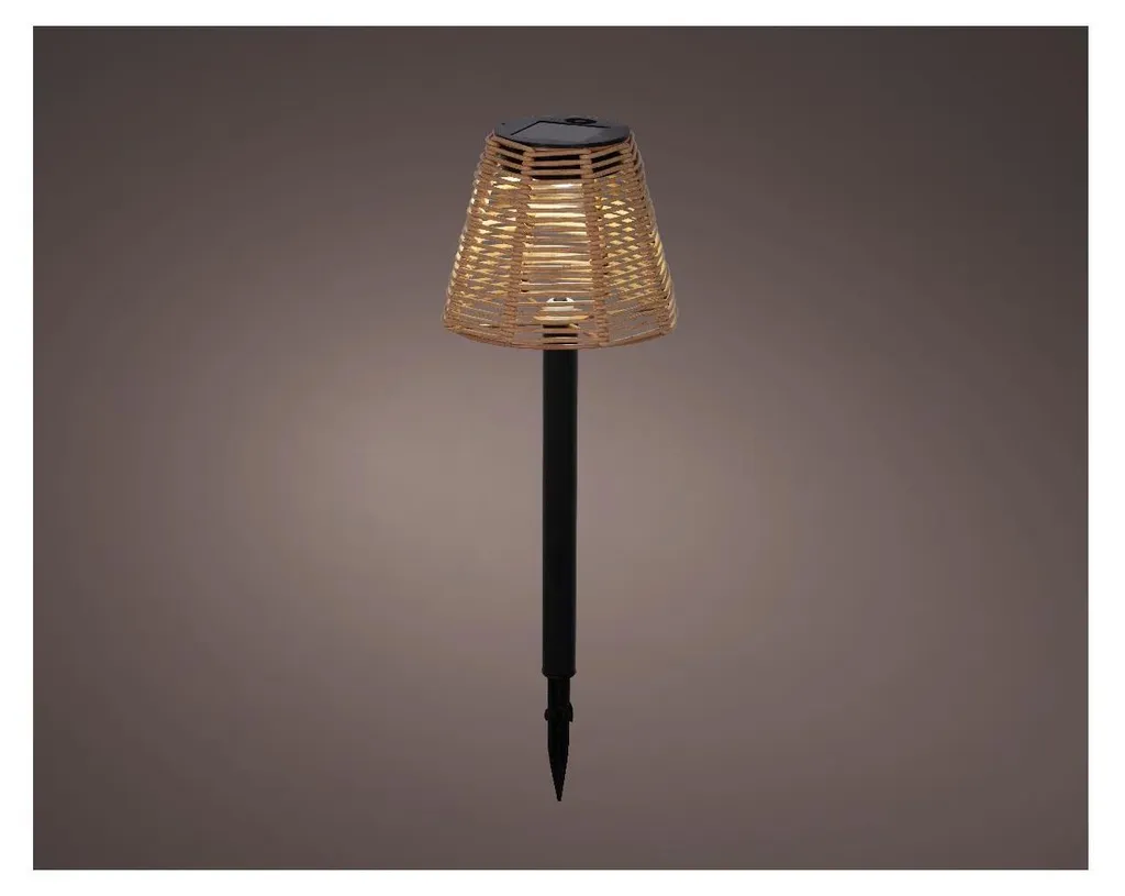 Lanterne solaire de jardin en osier tressé H30 cm - Balise LED extérieur