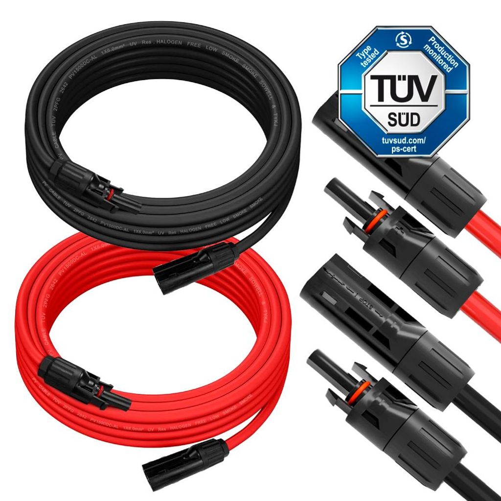 SIGA Solarkabel 6mm² 3m Verlängerungskabel Set Rot & Produktbild 