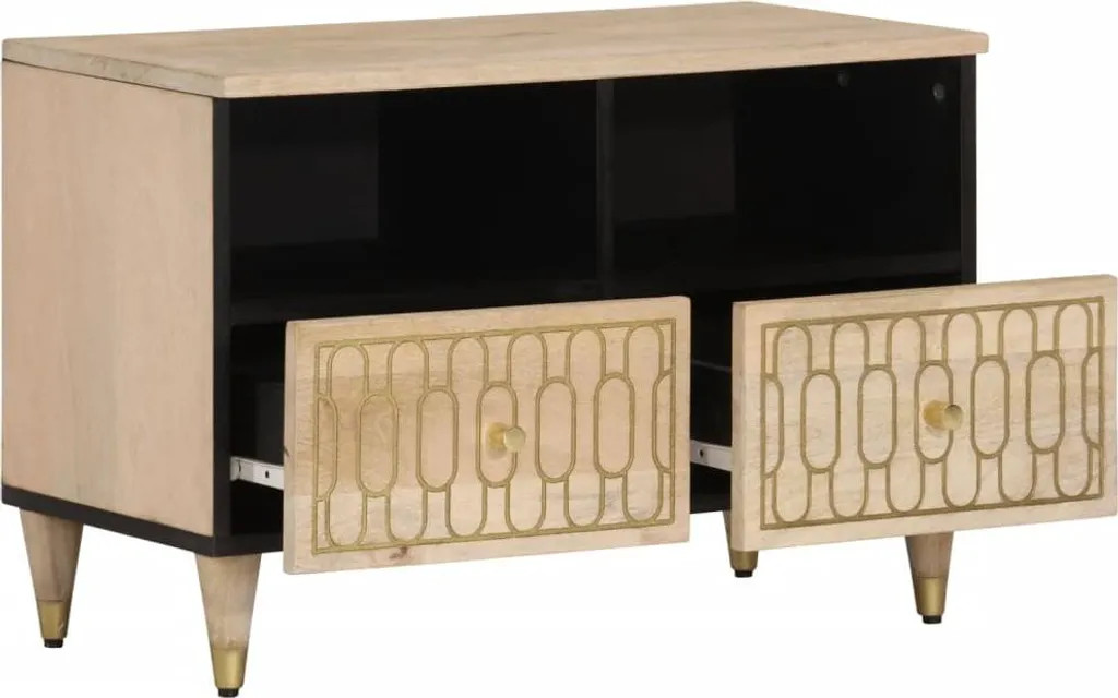 Mobile TV vidaXL 70x33x46 cm in Legno Massiccio di Mango Naturale