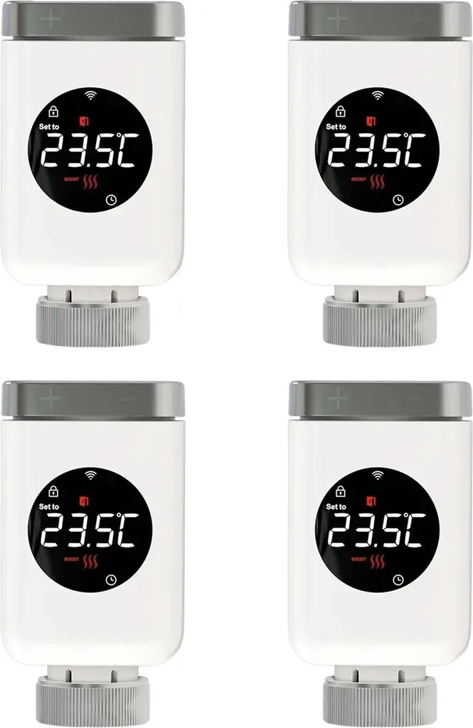 Tête Thermostatique Connectée ZigBee pour Radiateur à Eau - Lot de 4 Unités
