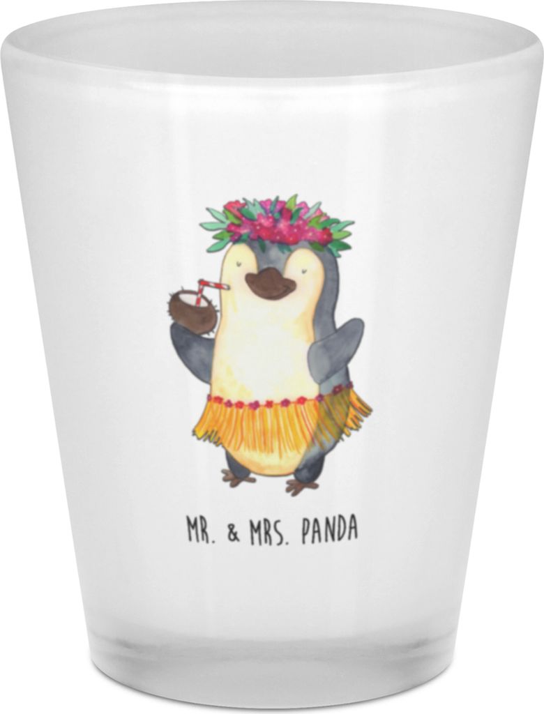 Mr. & Mrs. Panda Schnapsglas Pinguin Kokosnuss - Transparent - Geschenk, Aloha, Erholt, Hawaii, Stamper, Stamperl, Shot Glas, Pinnchen, Urlaub, Gl...