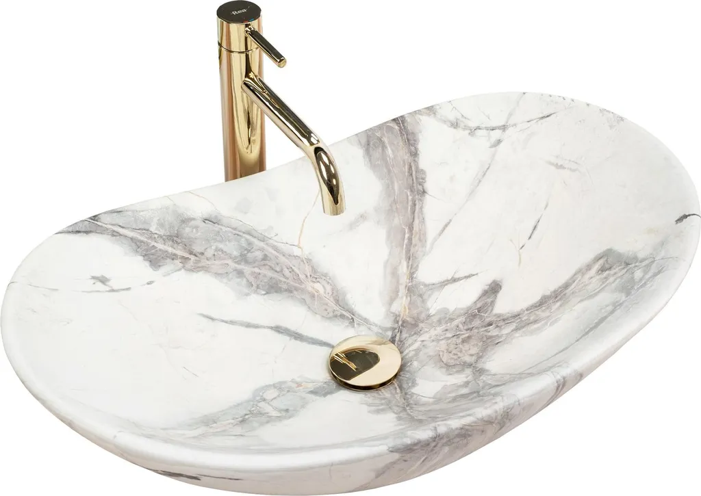 Lavabo Rea Royal Sand Ovale 62,5 cm - Ceramica Sanitaria di Alta Qualità