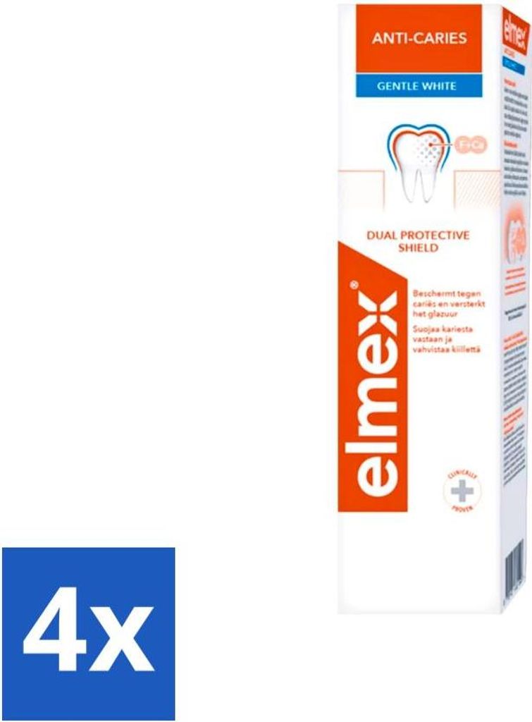 Elmex Zahnpasta Anti-Karies Sanftes Weiß 75 ml - Vorteilspack - 4 Stücke