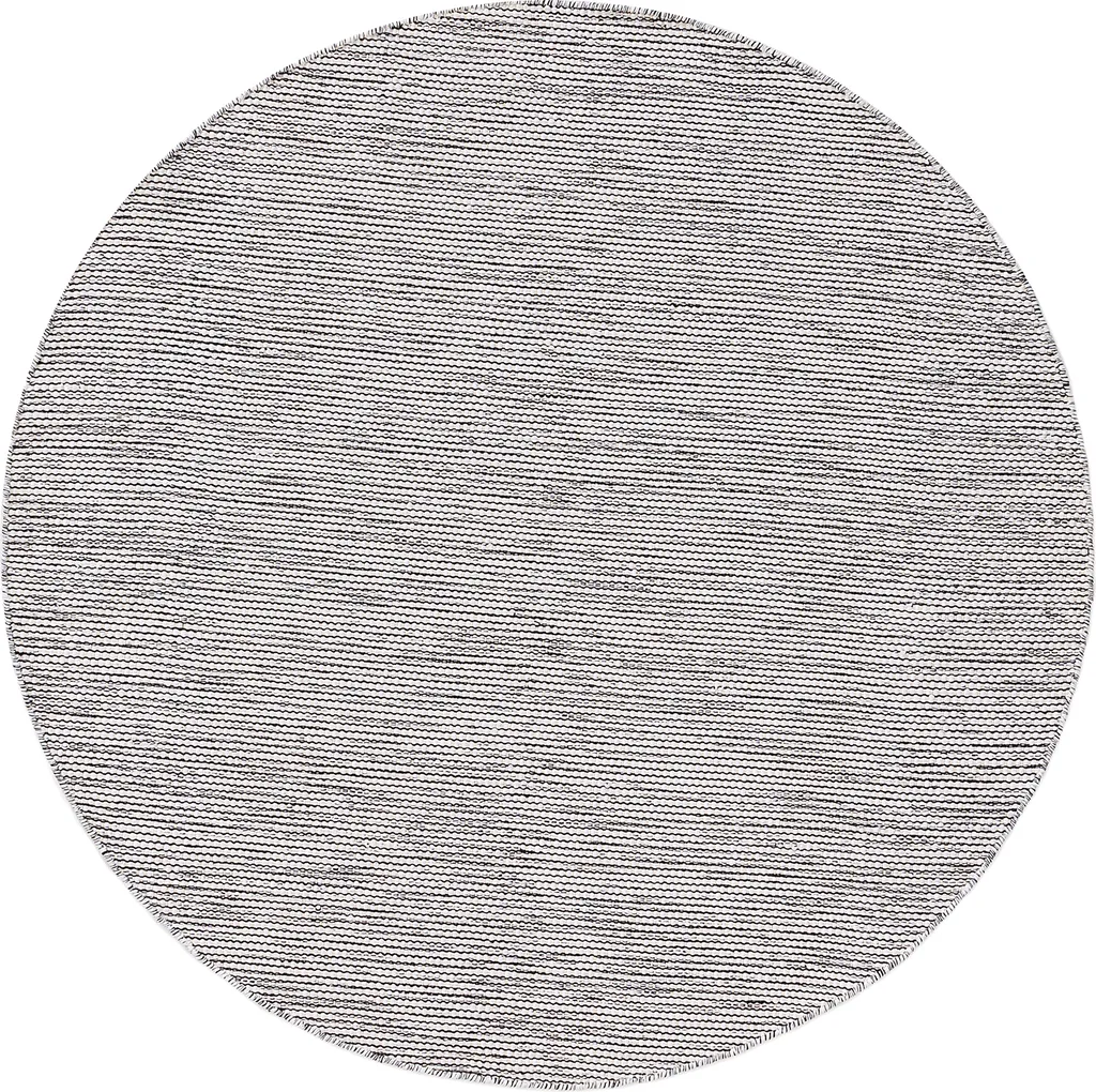 Tapis rond 120 cm en coton beige et noir Riga pour salon et chambre