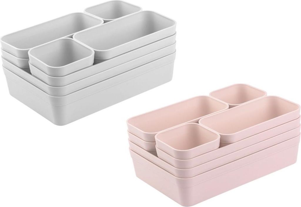 Gariella 2 x Schubladen Organizer 8-teilig Hellgrau+Rosa