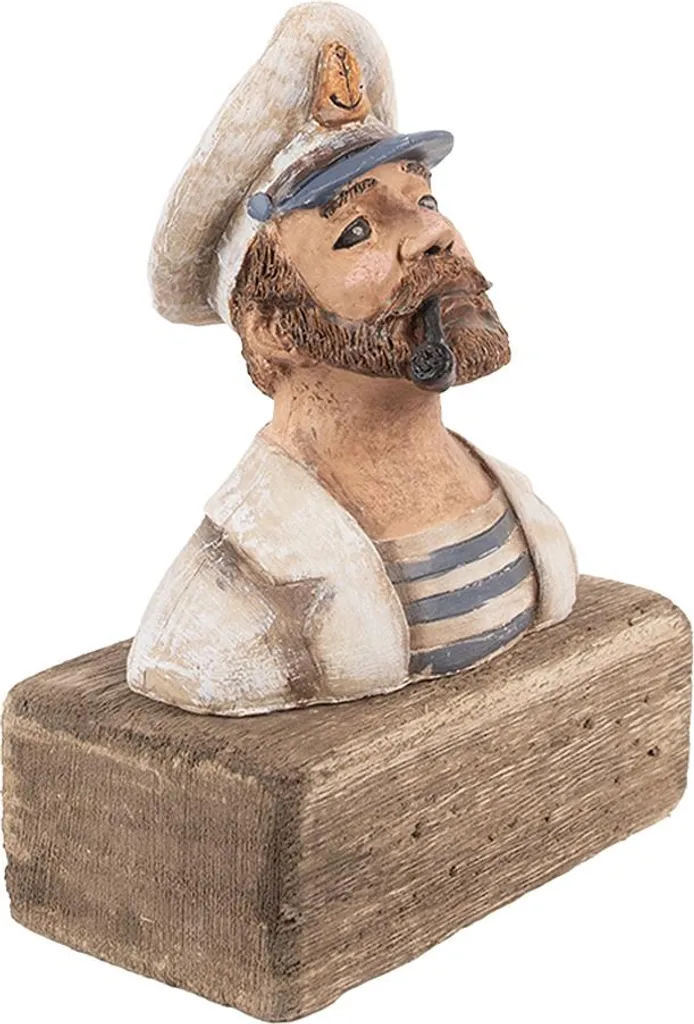 Statue Décorative de Marin en Bois Beige 20cm pour Ambiance de Mer - 4