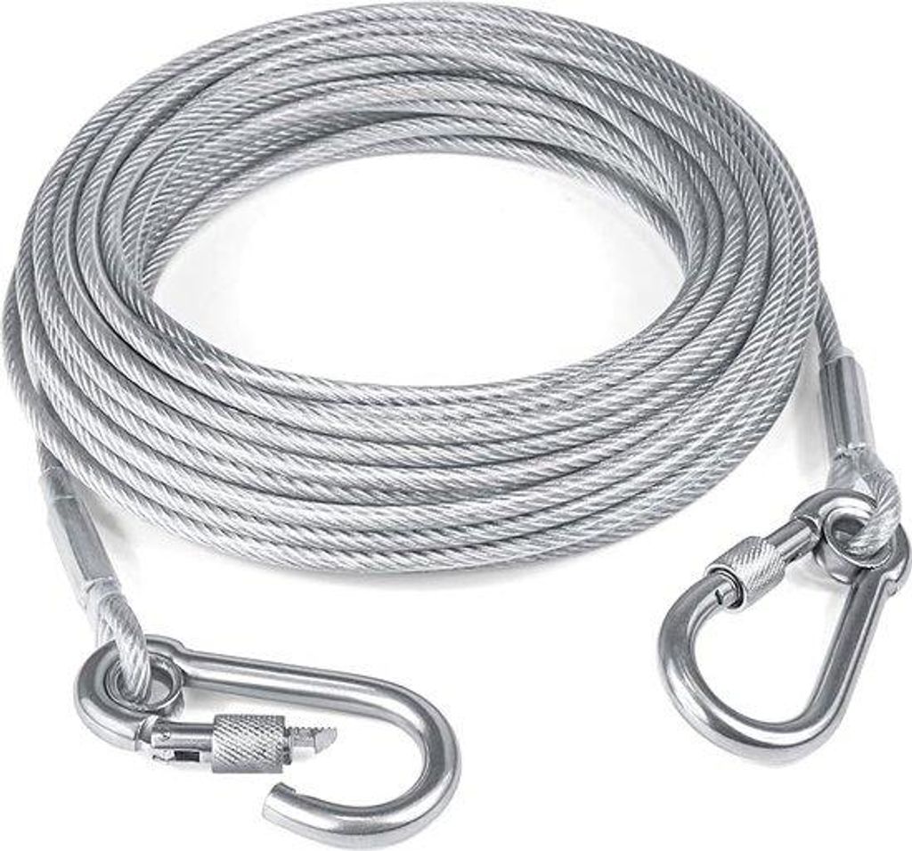 Hundeleinekabel 5mm 3m rvs silber Hundekehlen mit doppeltem Verschluss rostfreier Klemme Campingartikel Hundeleiengrundstück schwer belastbar