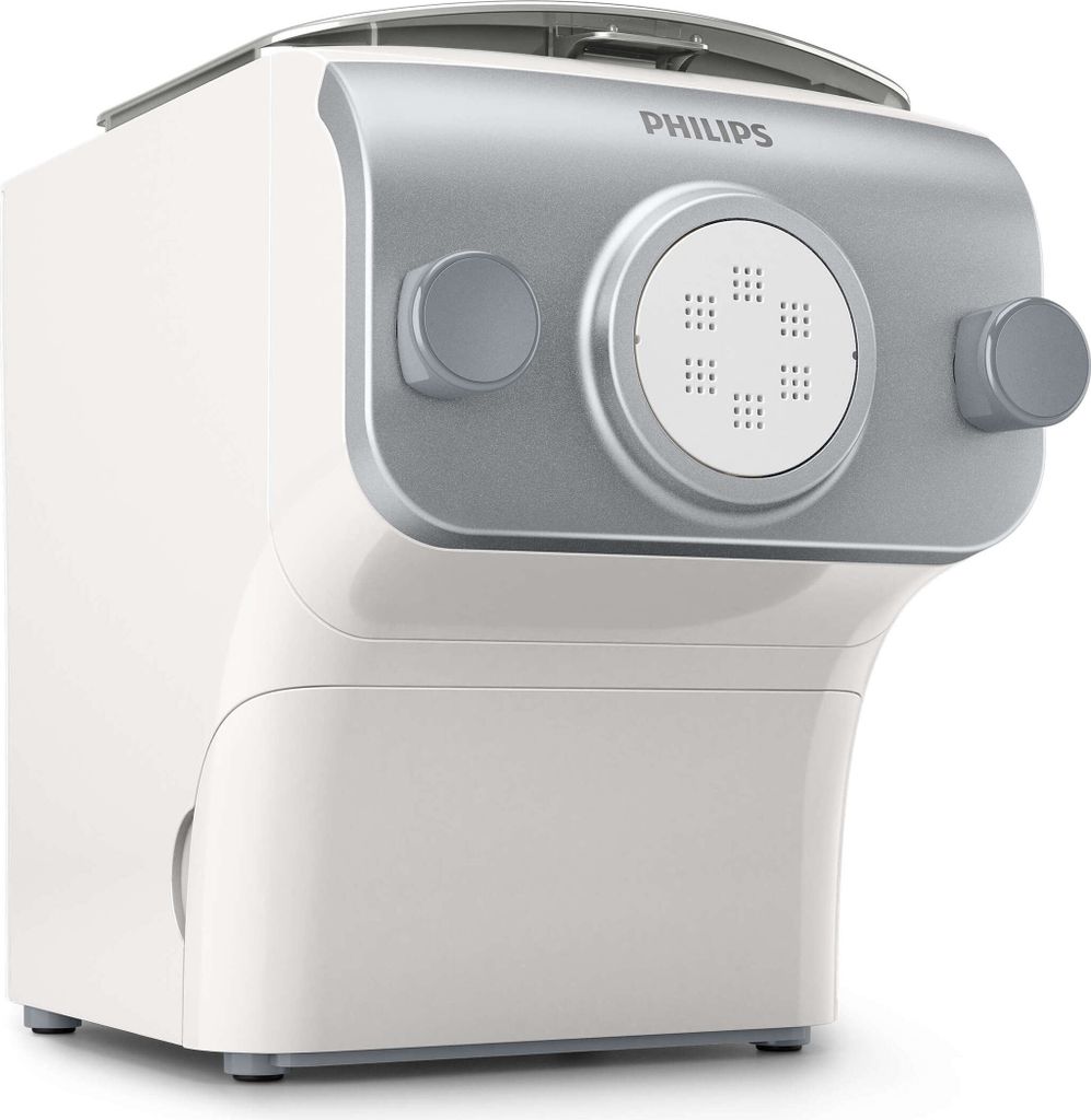 Philips Pastamaker automatische Nudelmaschine, 4 Formaufsätze, Spaghetti, Penne, Fettuccine und Lasagne, Grau (HR2375/05)