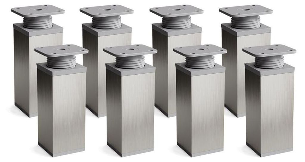 8er Set sossai moderne Möbelfüße in Inox/Grau 100mm Produktbild 