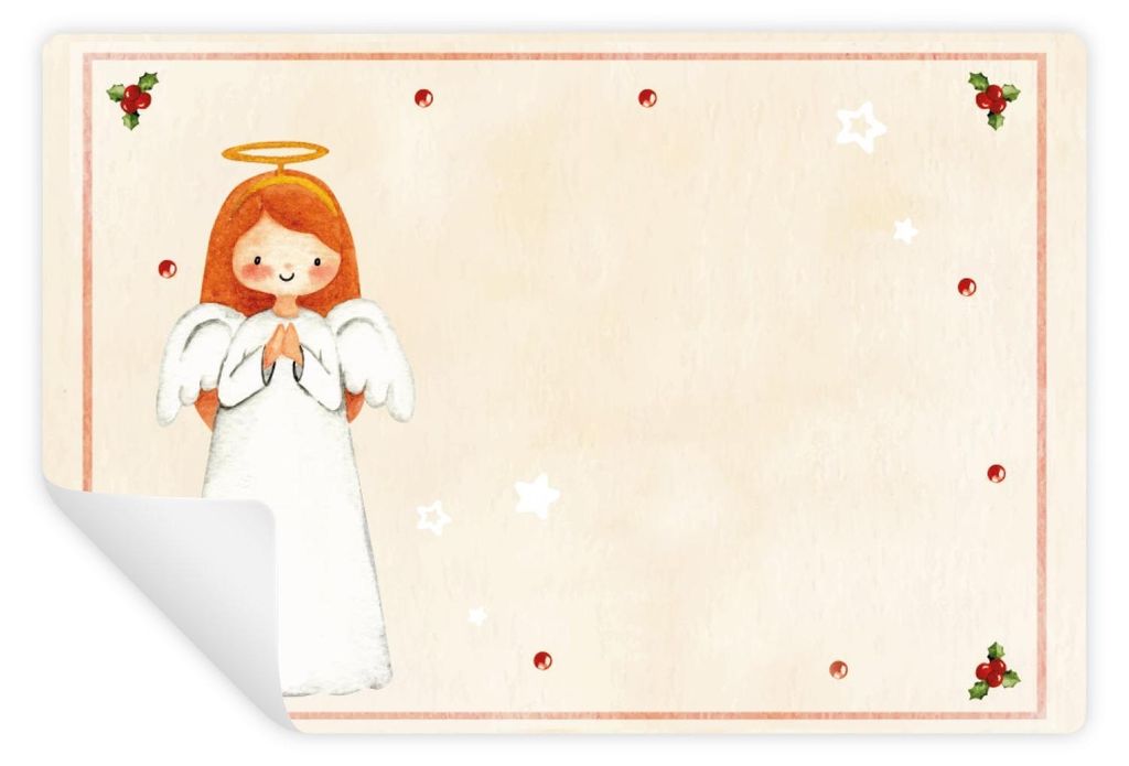 25 Engel Aufkleber Weihnachten - zum Beschriften 7,4 x 5,2 cm