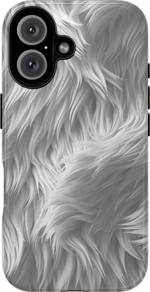 Glänzendes Design mit weißer Fellstruktur – Hülle Kompatibel mit iPhone 16