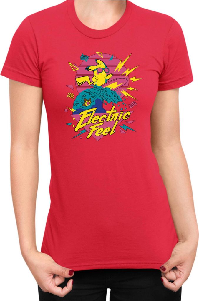 Damen T-Shirt Japan Manga Anime Comics Pokemon 036, Lady 2XL / Rot
