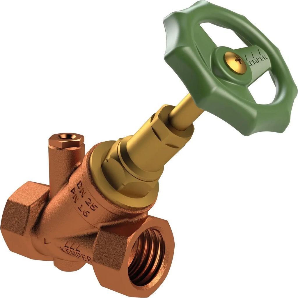 Kemper STANDARD Freistrom-Absperrventil, RG-ms, mit Entleerstopfen G1/4, IG DN20, 1 Stk.