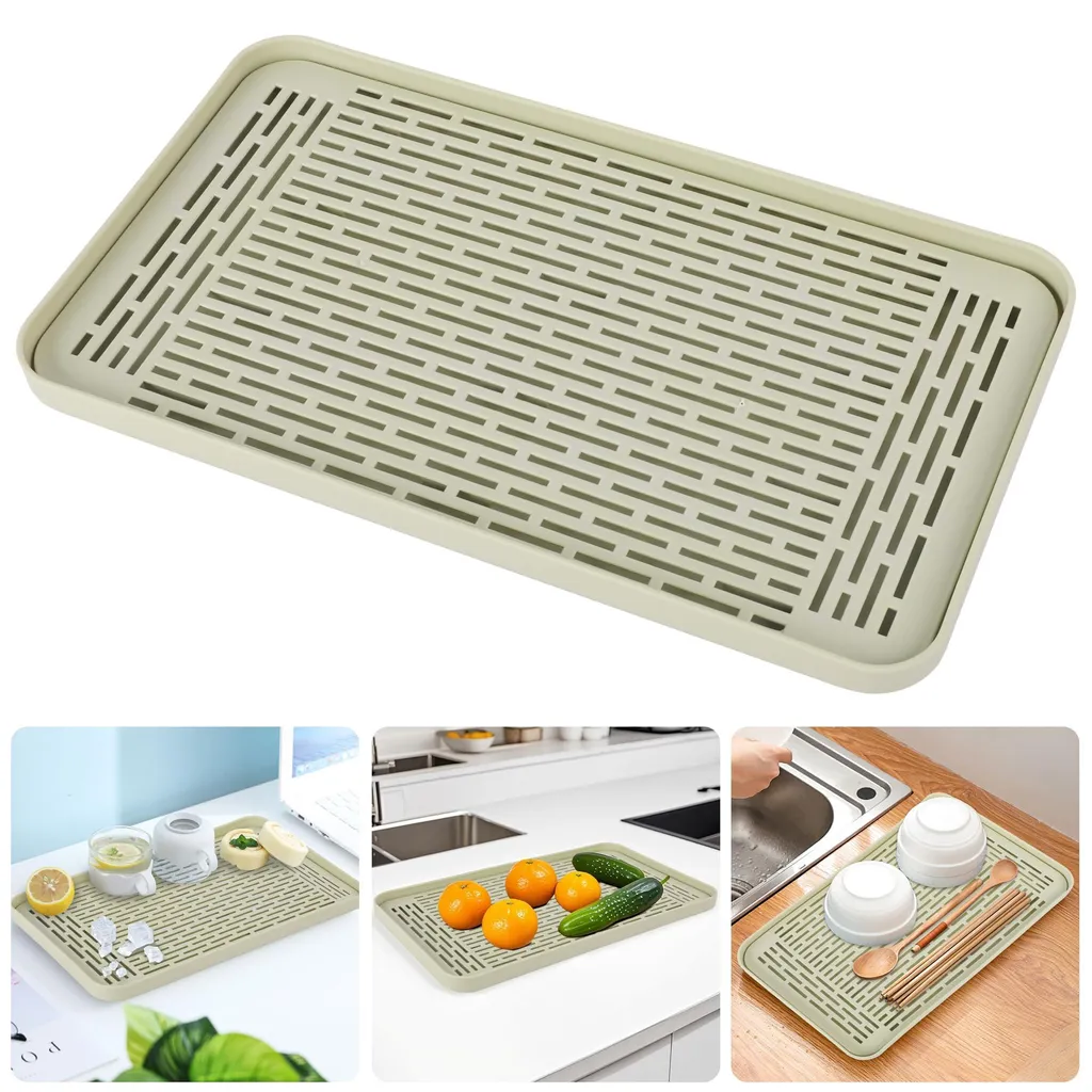 Égouttoir avec bac de récupération 39x22,5 cm en PP renforcé vert