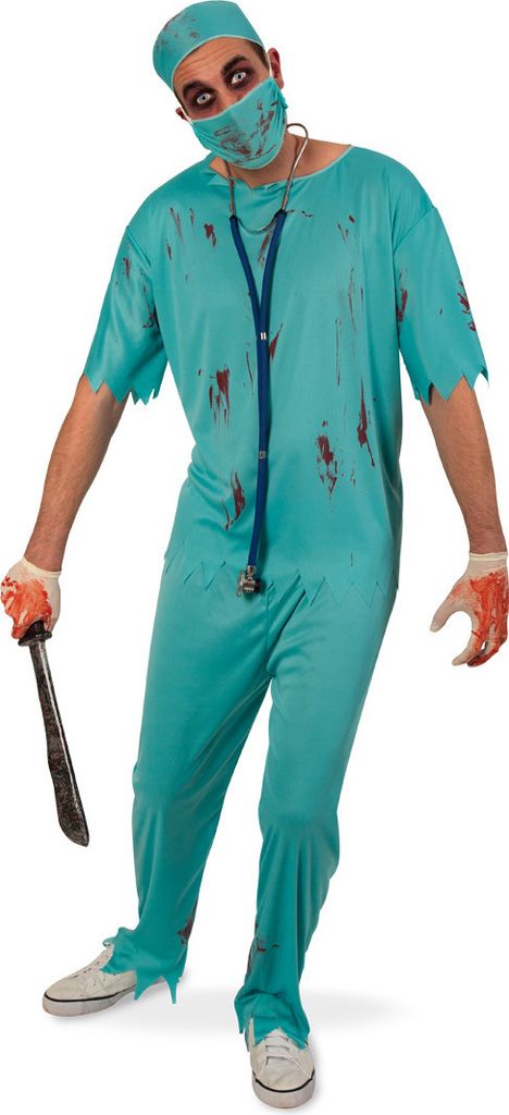Horror Zombie Chirurg Arzt Anzug mit Maske und Haube Gr. M Halloween Karneval