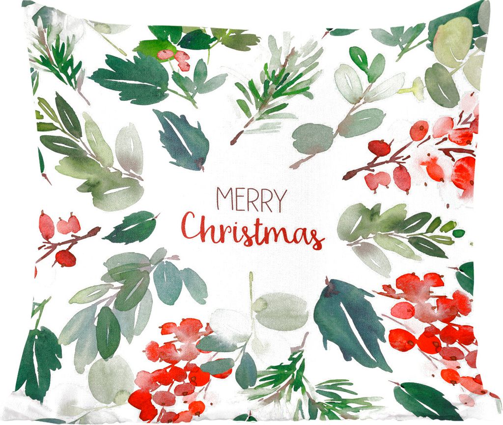 MuchoWow Zierkissen Sofakissen Wohnzimmer Dekokissen 60x60 cm Weihnachten - Zitat - Aquarell - Sitzfläche - Foto Polster