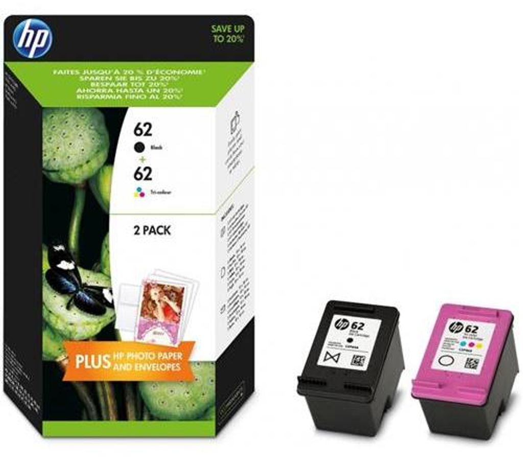 HP 62, paquete doble de cartuchos de tinta originales Imagen del producto 