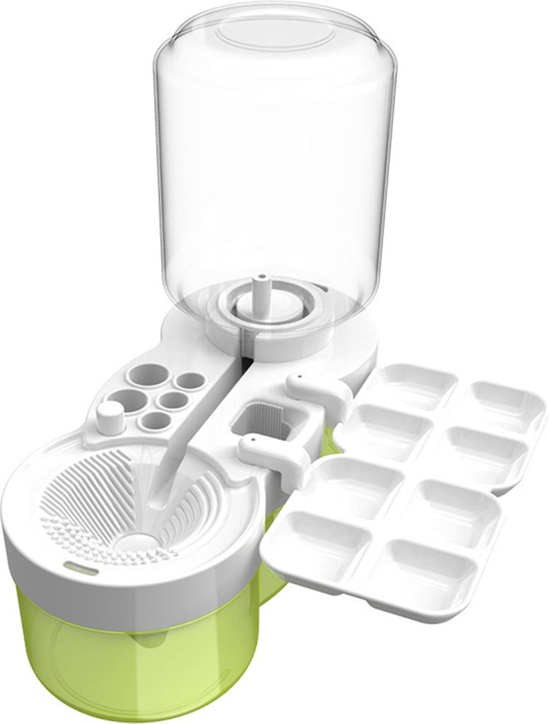 6-in-1-Pinselreiniger, für Künstler, Lehrer, Kinder, Pinselhalter, Palette, Wasserzirkulation, Pinselreiniger, tragbares Malwerkzeug