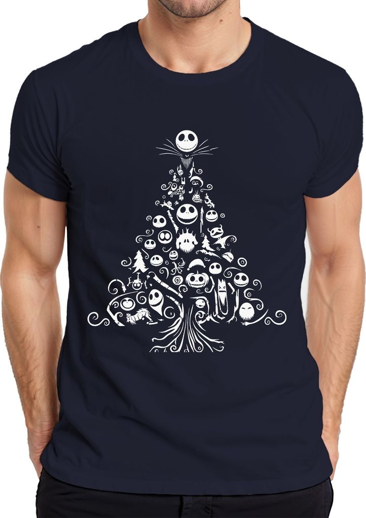 Nightmare before Christmas Weihnachtsbaum - Weihnachten Weihnachtsgeschenk Herren T-Shirt, Navy, S