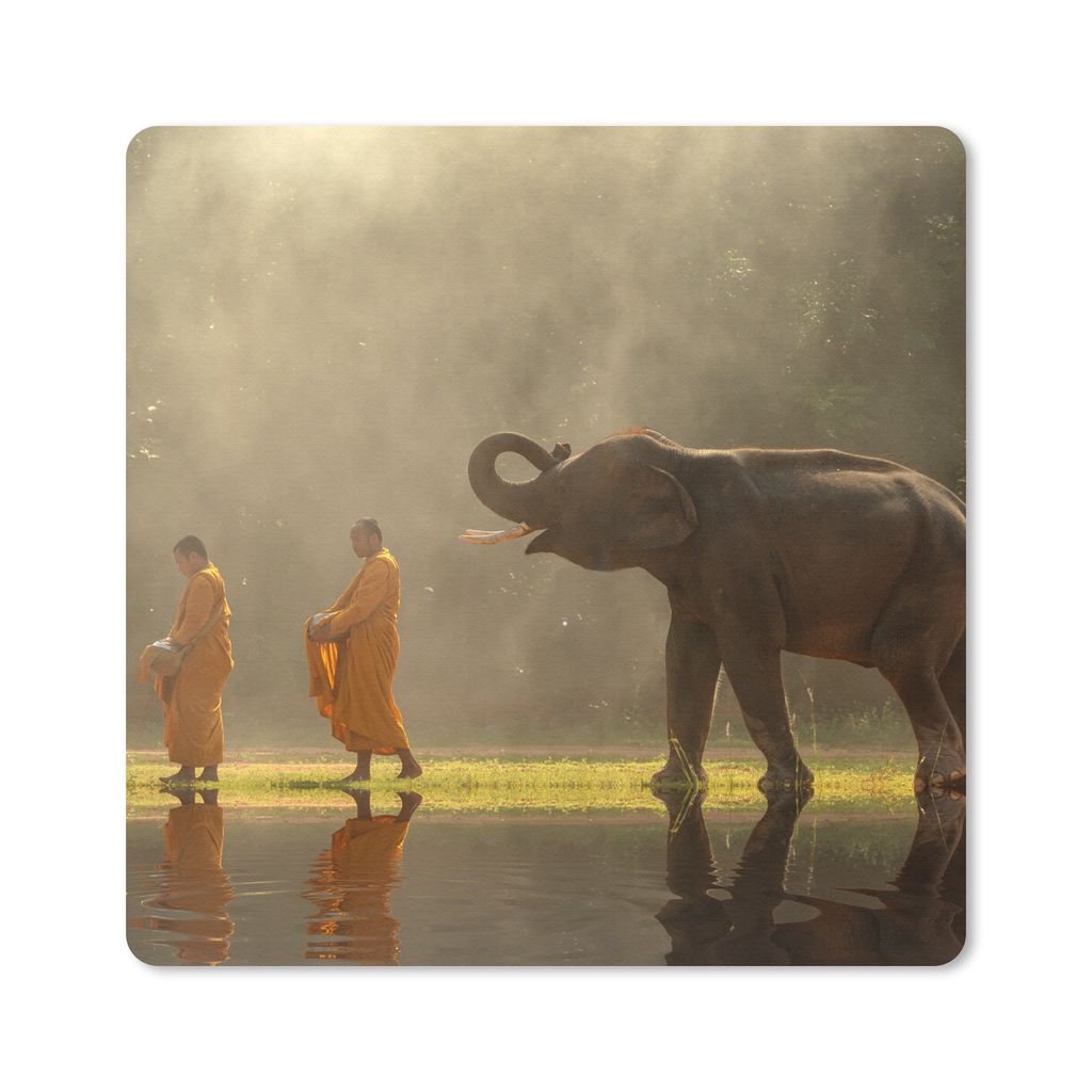 MuchoWow Mauspad Mousepad Elefant - Wasser - Tiere - Natur 20x20 cm - Mousepads - Maus Mat - Pad - Mausunterlage - Desk Mat - Bureauartikeln