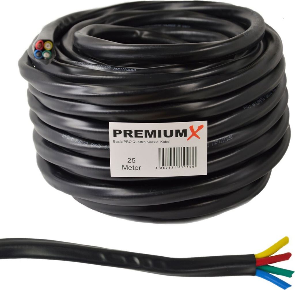 Koax-Quattrokabel, 75 Ohm, 25m, mit 4 Farben markiert Produktbild 