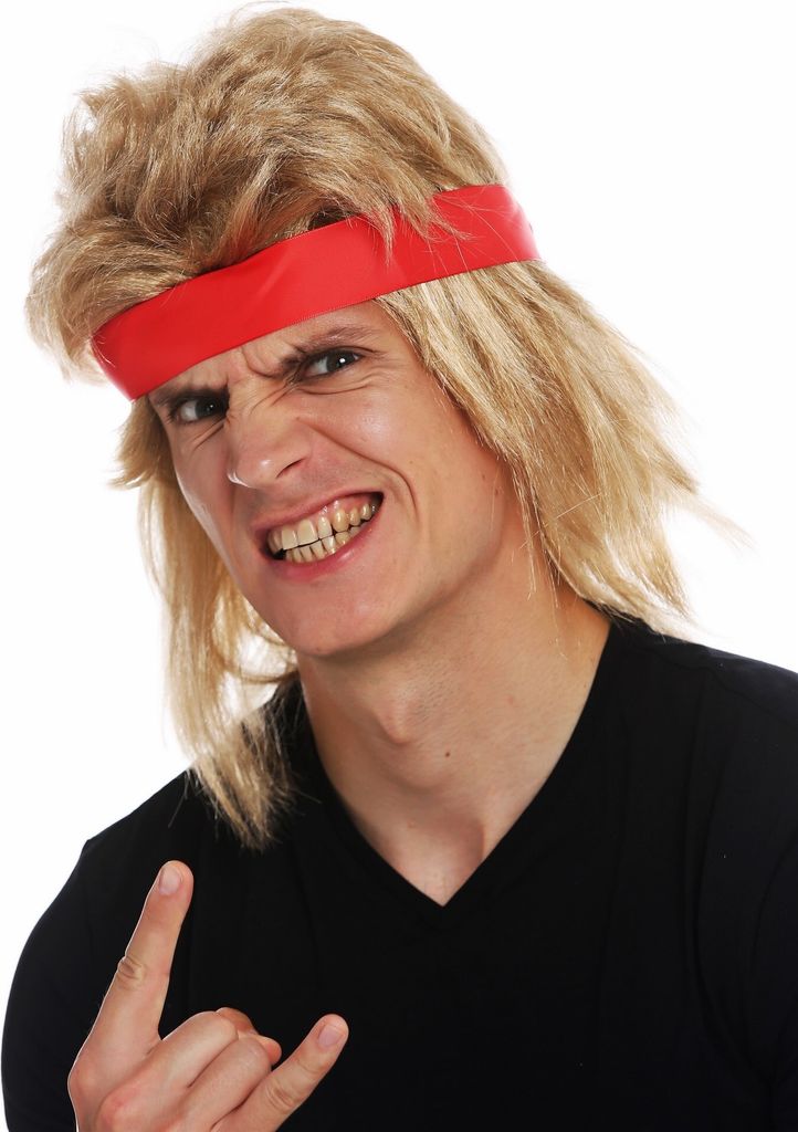 WIG ME UP Perücke 80er Action-Star blond Stirnband Vokuhila Produktbild 