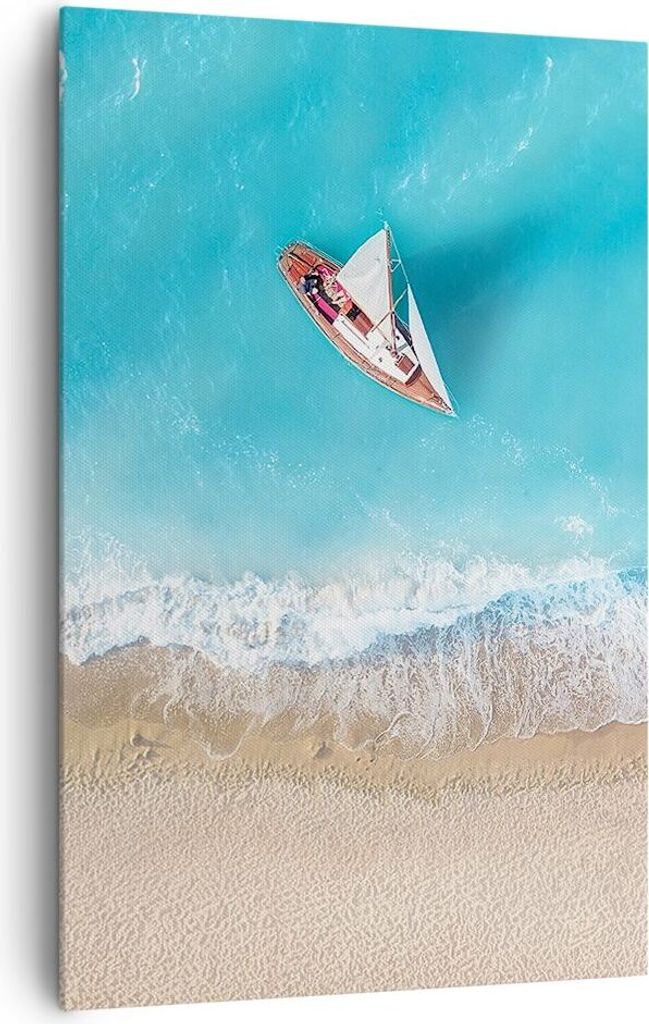 Bild auf Leinwand - Leinwandbild - Einteilig - Yacht Sommer Meer - 80x120cm - Wand Bild - Wanddeko - Wandbilder - Leinwanddruck - Wanddekoration - ...