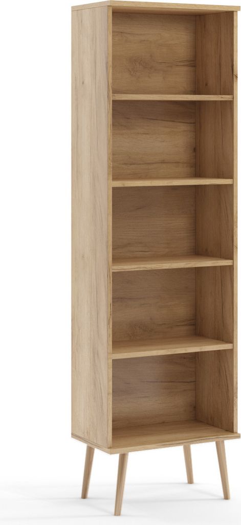 Bettso Bücherregal Standregal freistehendes Aufbewahrungsregal Büroregal Aktenregal 5 Regale geräumige 46 x 180 für Wohnzimmer Büro IKON Golde...